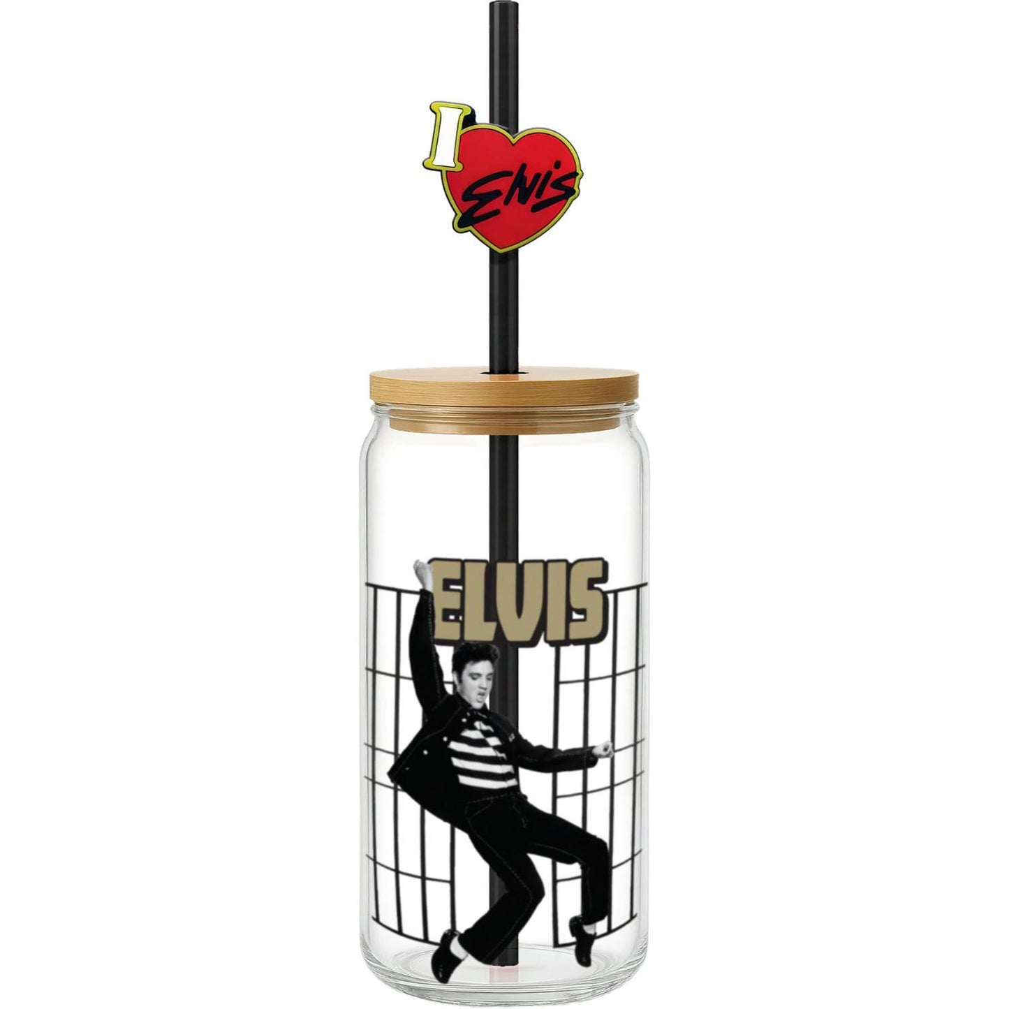Elvis Jailhouse Rock Glass with Straw Charm