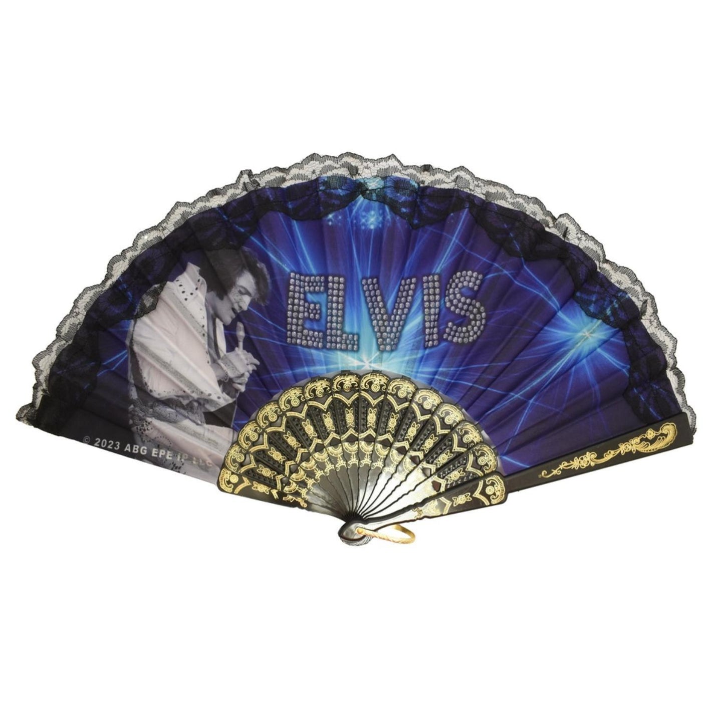 Elvis On Stage Blue Hand Fan