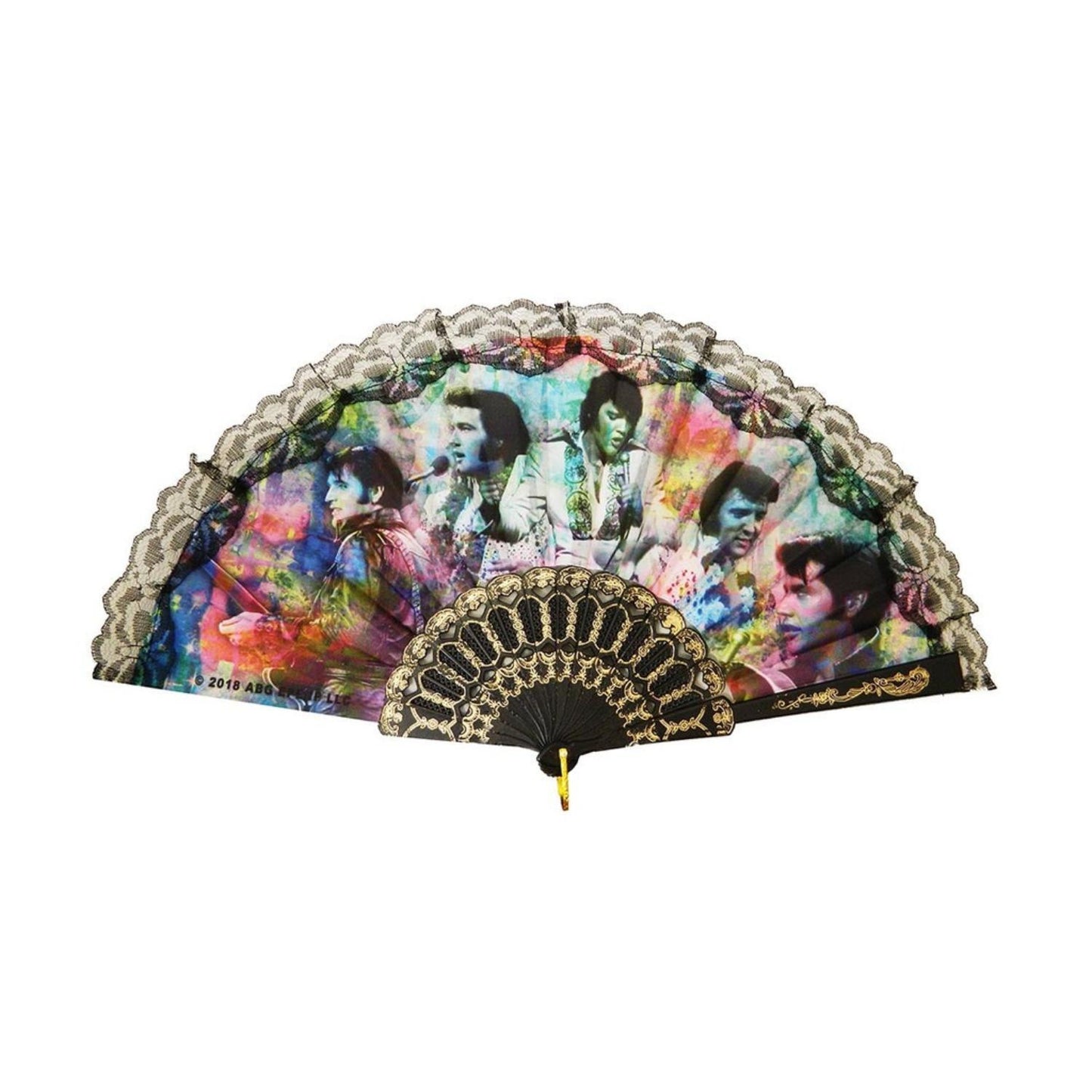 Elvis Colorful Collage Hand Fan