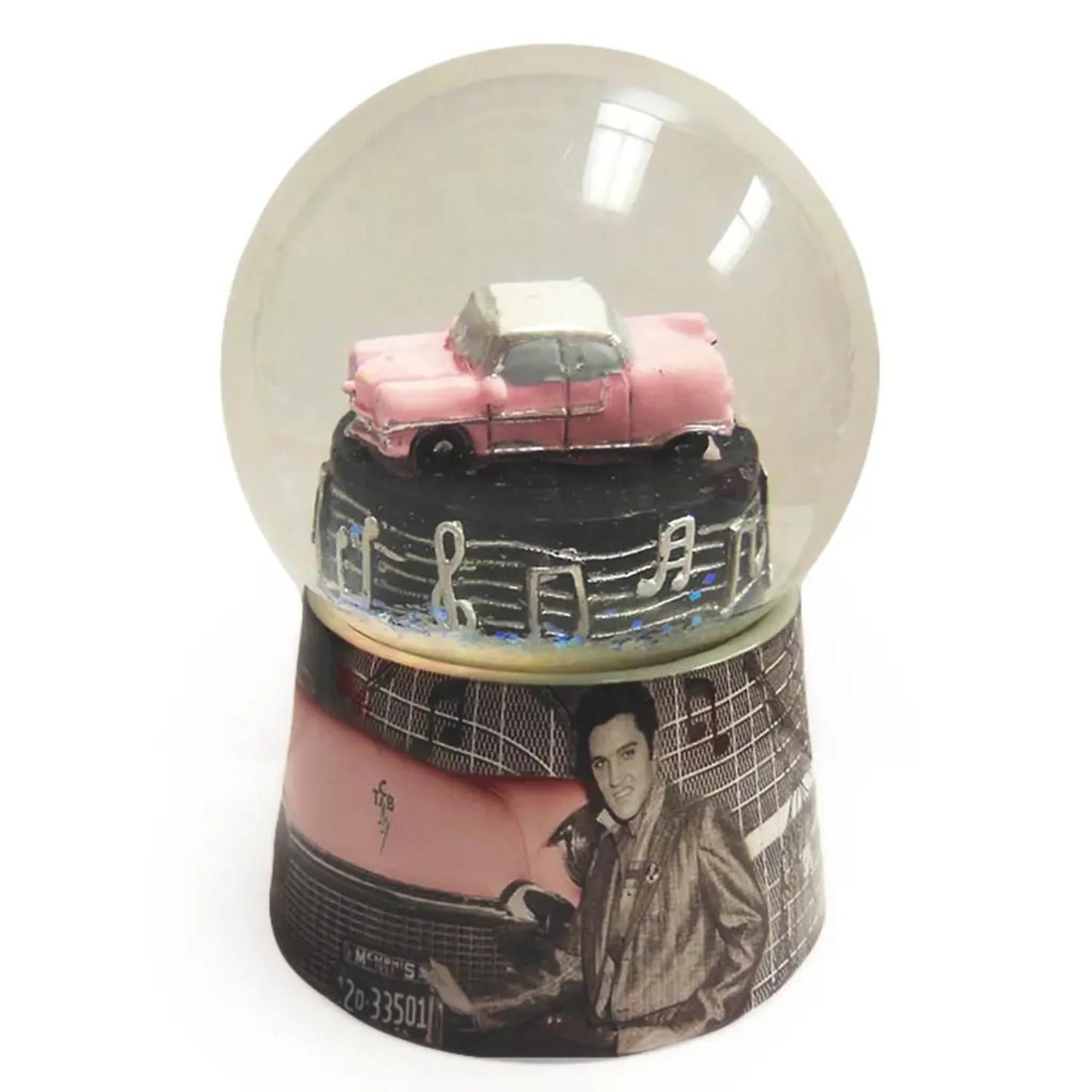 Elvis Pink Car Snow Globe