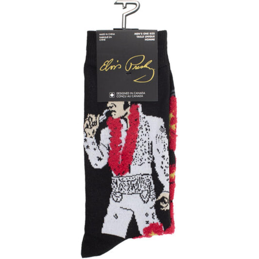 Elvis Fuzzy Hibiscus Crew Socks