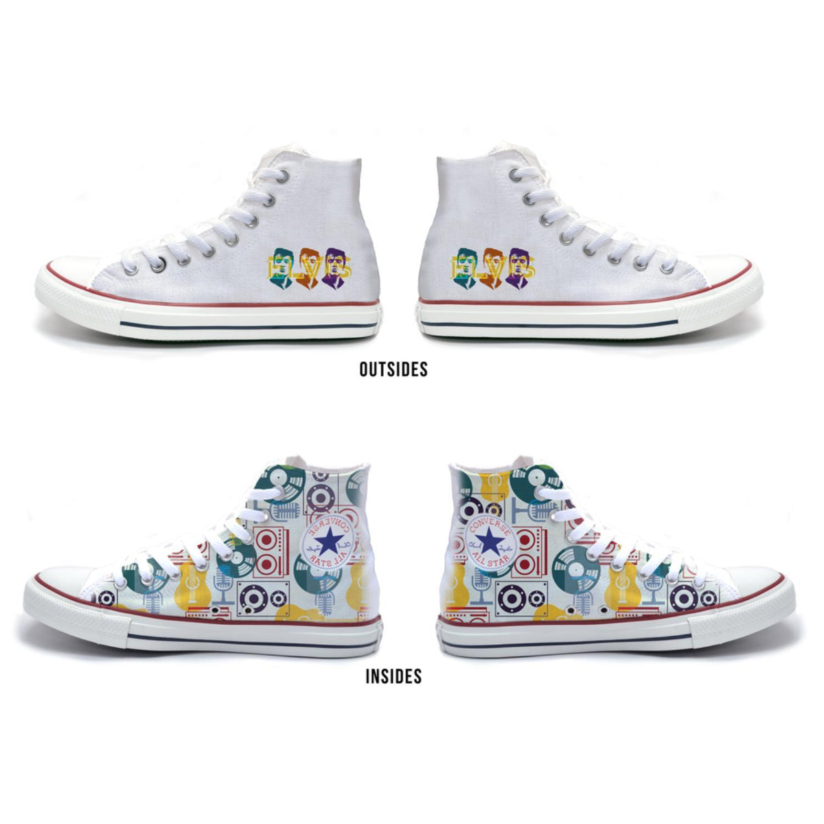 Elvis Presley Vinyl & Vintage Beat Converse High Top Sneakers - A Shop Elvis Exclusive