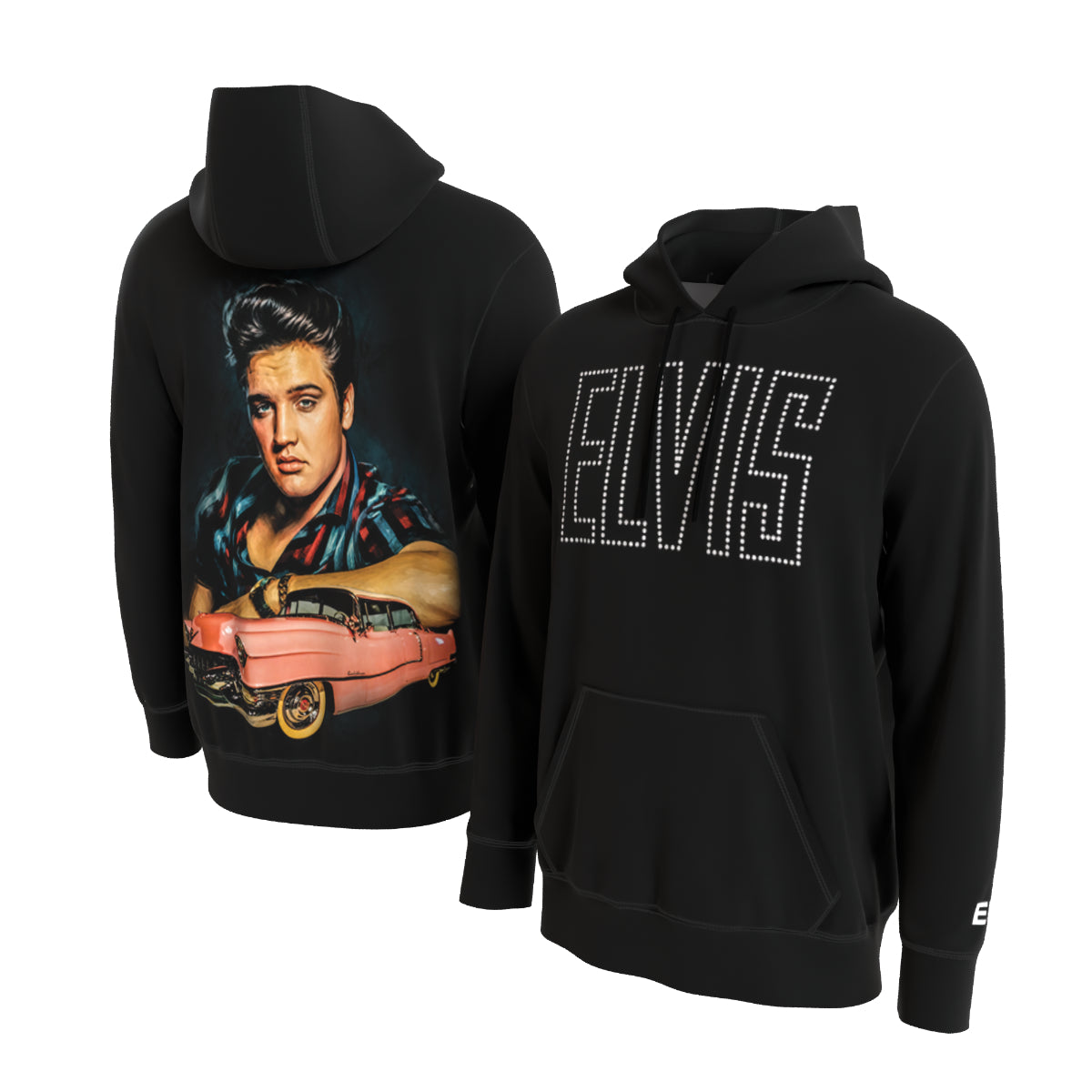 Elvis Pink Cadillac Portrait Sublimated Hoodie