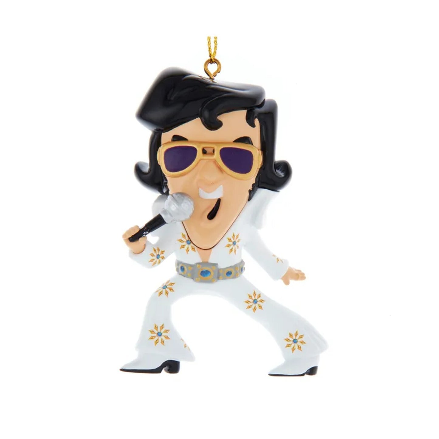 Elvis Presley Cartoon Elvis in White Jumpsuit Ornament