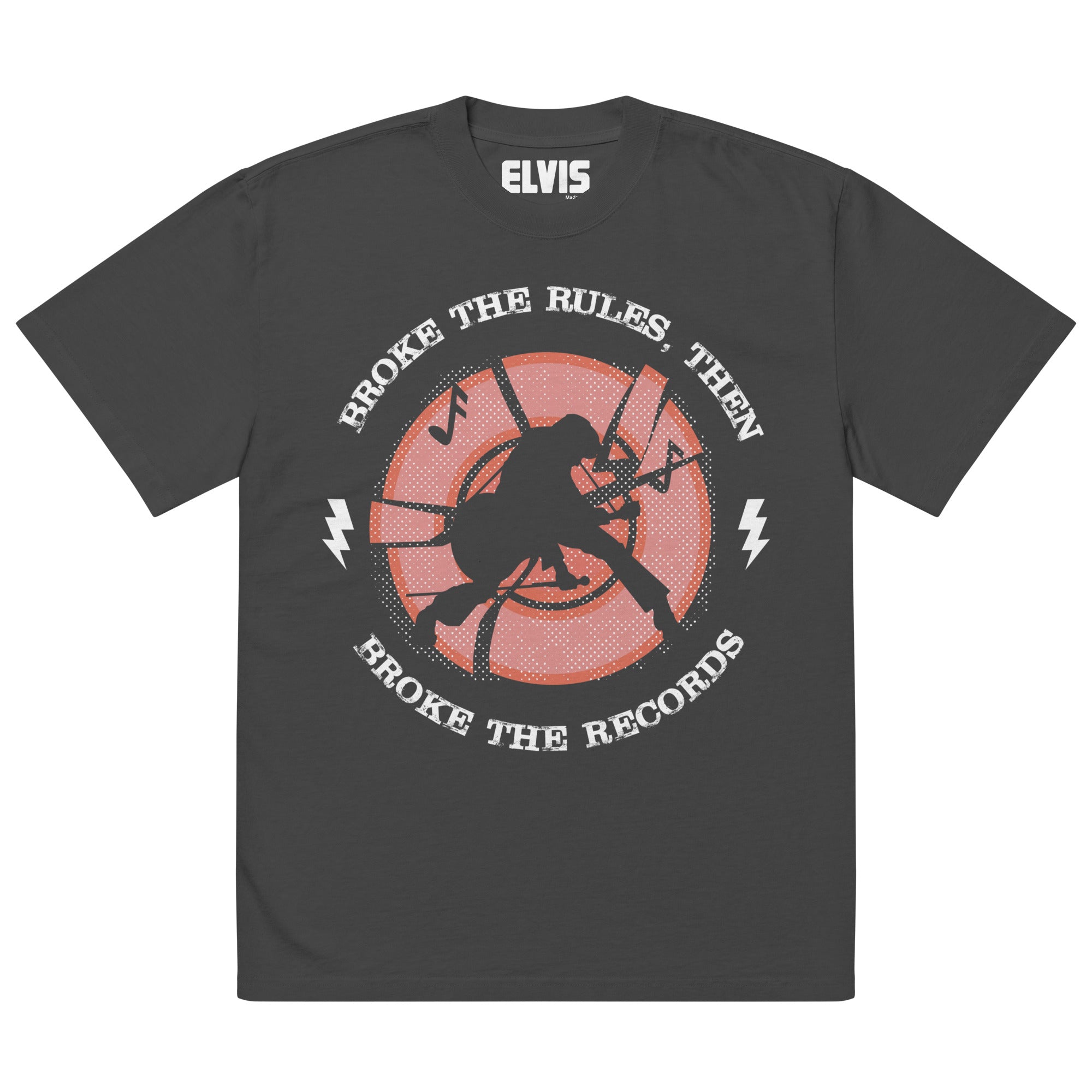 ELVIS VS JXL プリントTシャツ ブラック Elvis Broke The Rules Oversized Unisex T-Shirt | Shop Elvis Exclusive