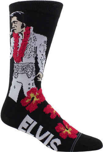 Elvis Fuzzy Hibiscus Crew Socks