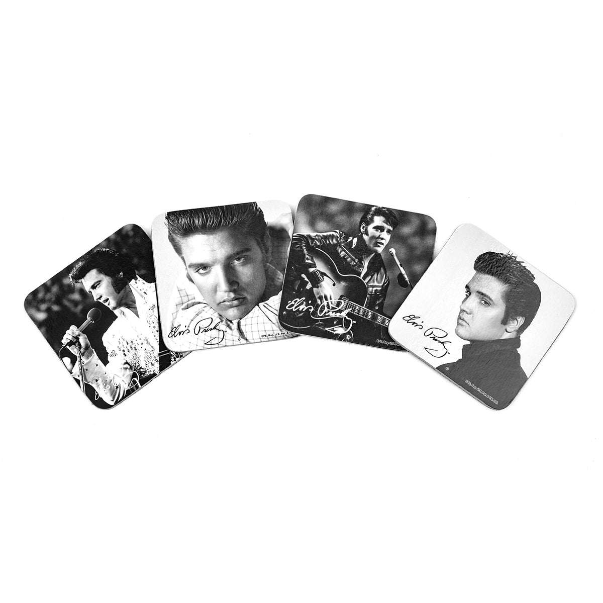 Elvis Presley Photo Coaster Set – 4 Classic Black & White Designs