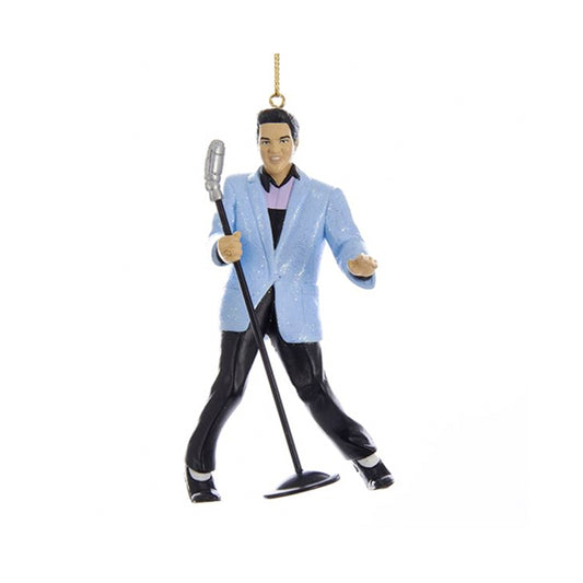 Elvis Presley Hound Dog Blue Jacket with Microphone Ornament