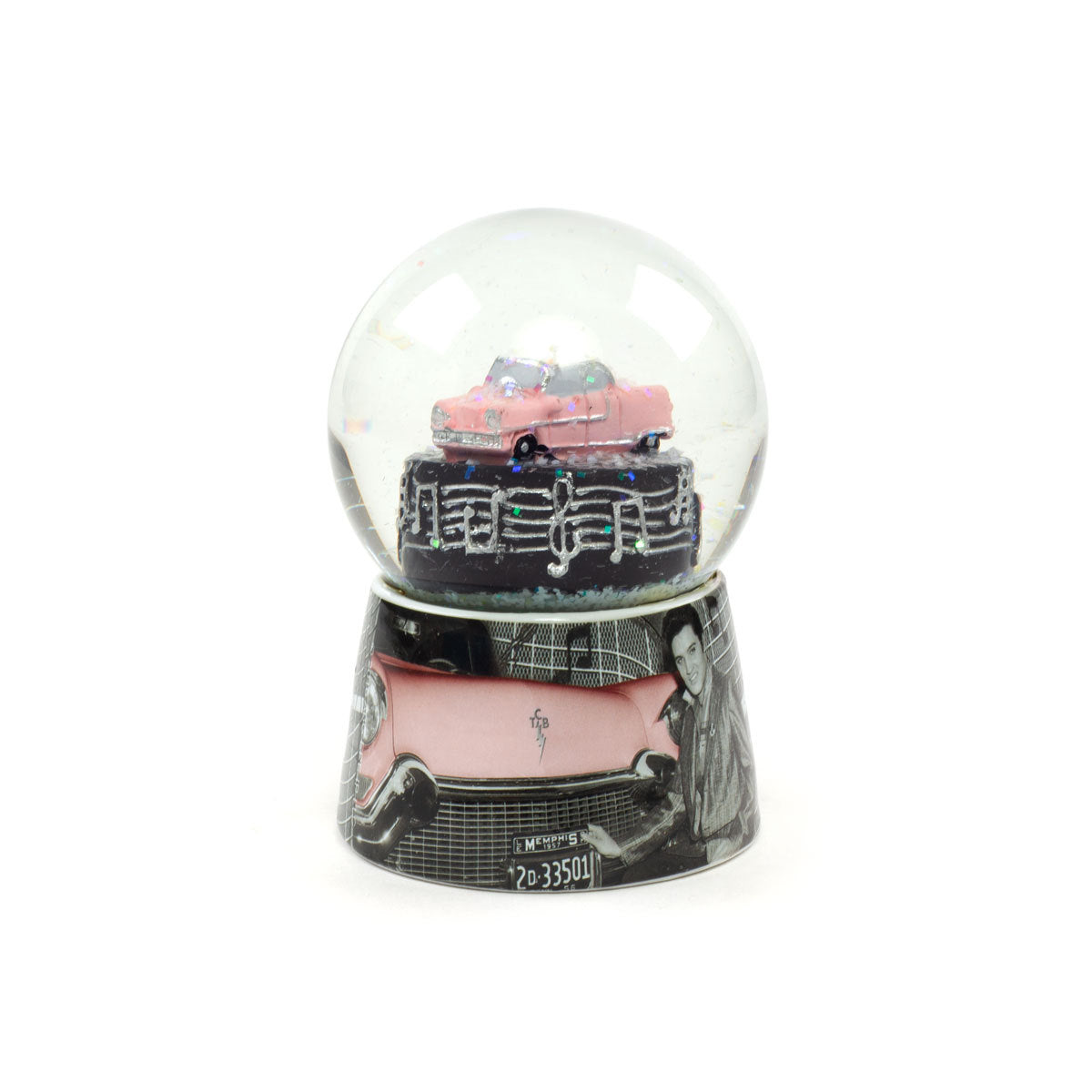 Elvis Presley Pink Cadillac Snowglobe