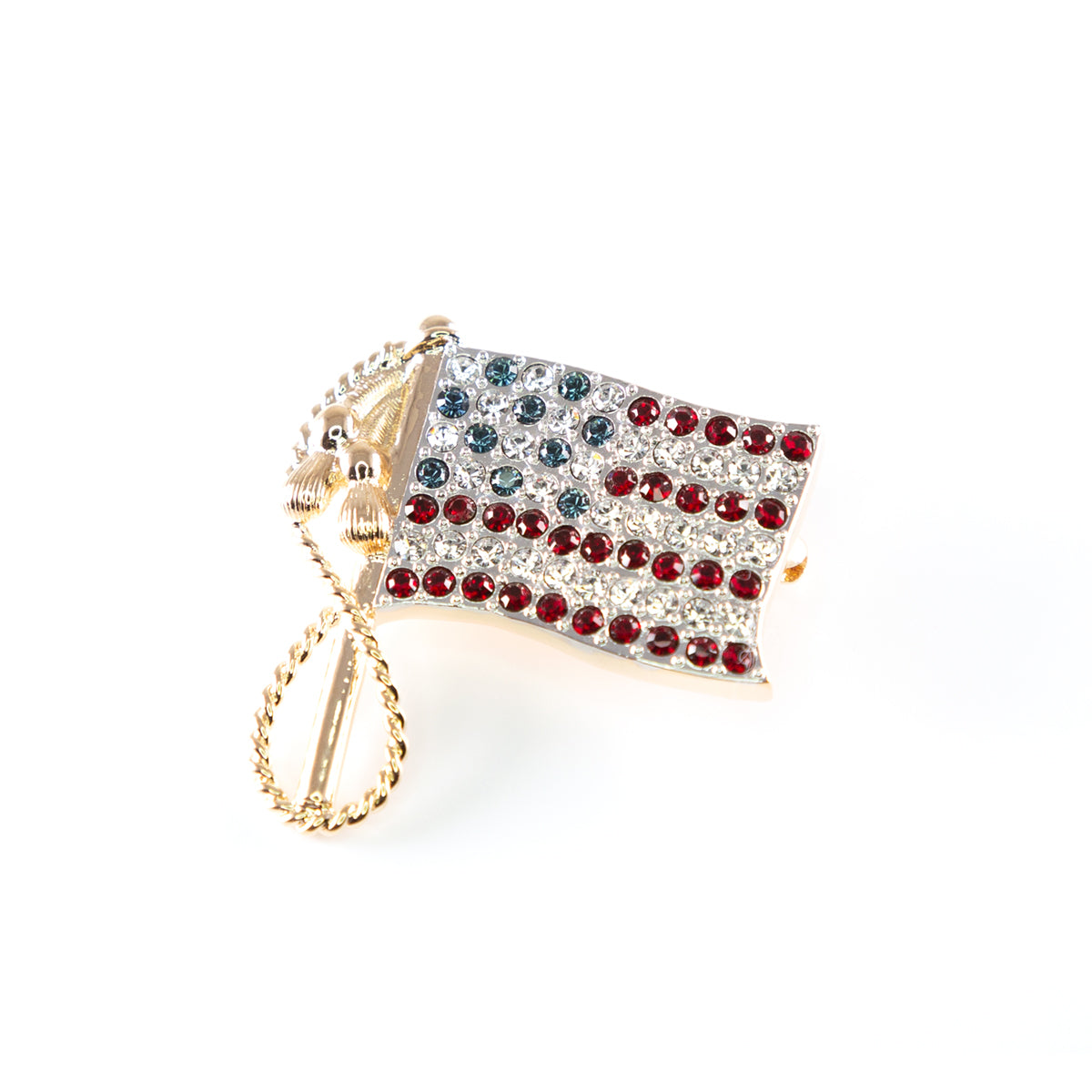 American Flag Pin  18k Yellow Gold Plated with Swarovski Crystal Stones
