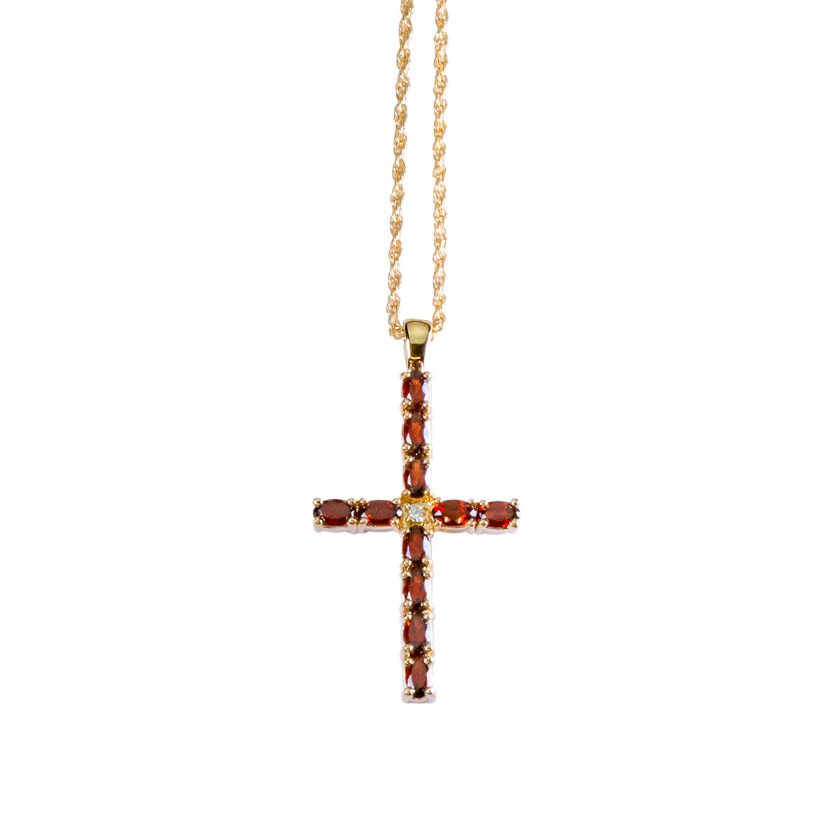 Lowell Hays Cross Set with Swarovski Crystals 18K Gold Necklace