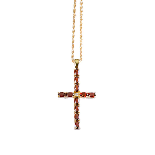 Lowell Hays Cross Set with Swarovski Crystals 18K Gold Necklace