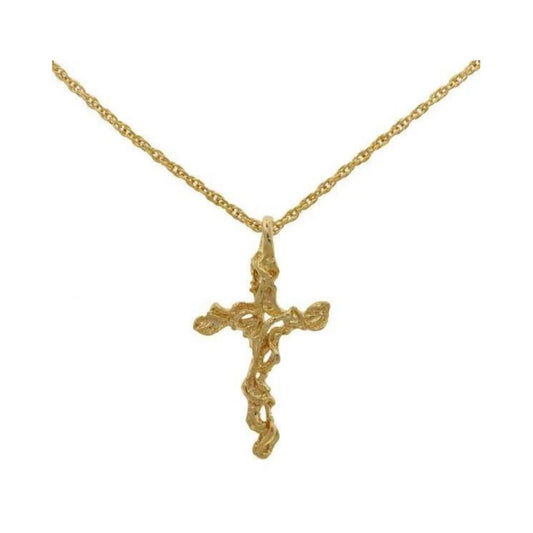 Lowell Hays Gold Plated Nugget Cross Necklace