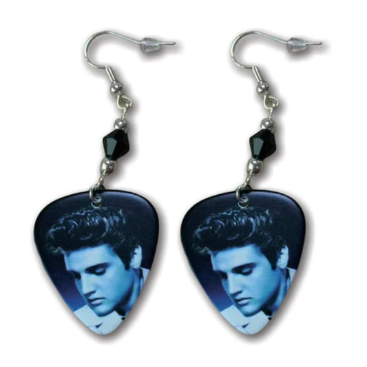 Elvis Guitar Pick Earrings - Elvis Looking Down