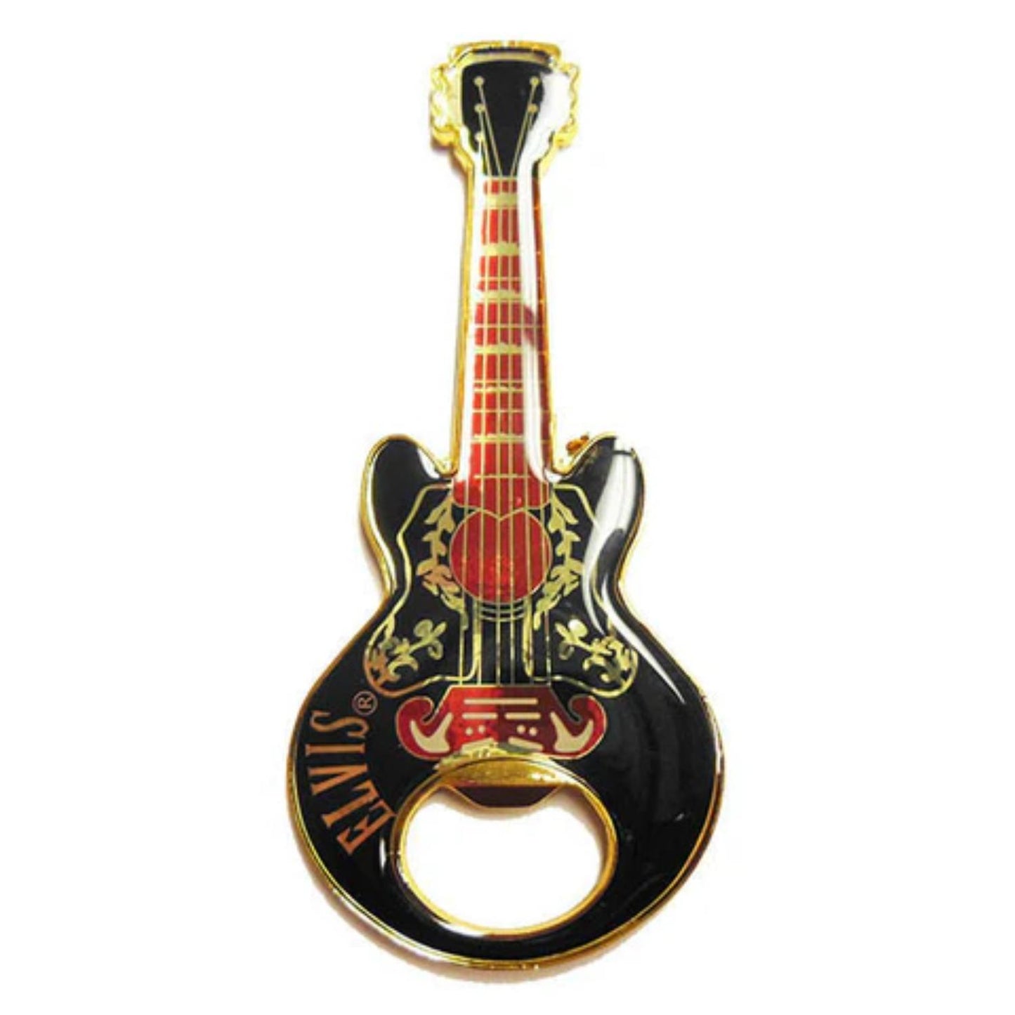 Elvis Black Guitar Bottle Opener and Magnet