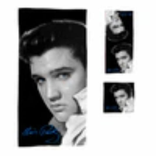 Elvis Black & White 3-Piece Bath Towel Set