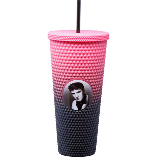 Elvis 32oz Pink Studded Cup with Straw