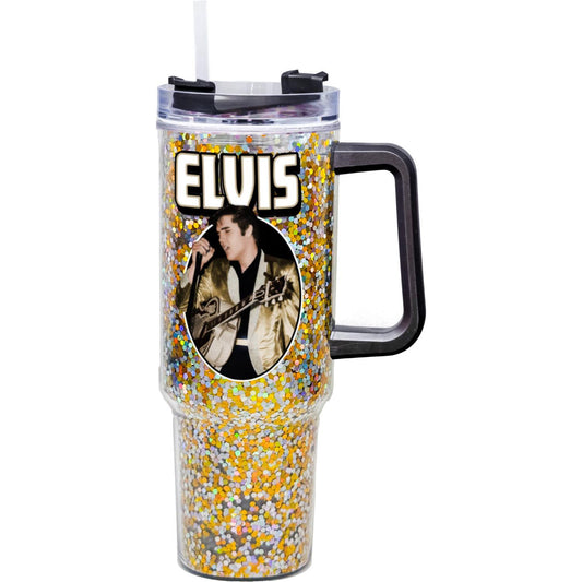 Elvis 40oz Glitter Acrylic Travel Mug with Straw