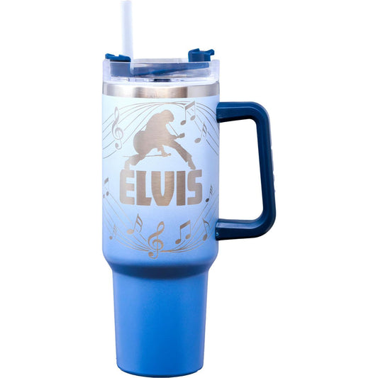 Elvis Blue Etched 40oz Stainless Steel Tumbler
