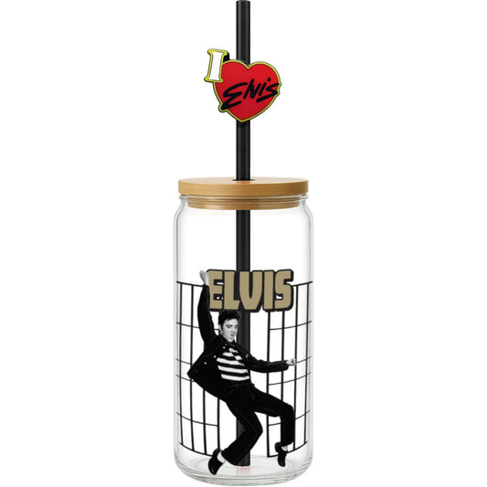 Elvis Jailhouse Rock Glass with Straw Charm