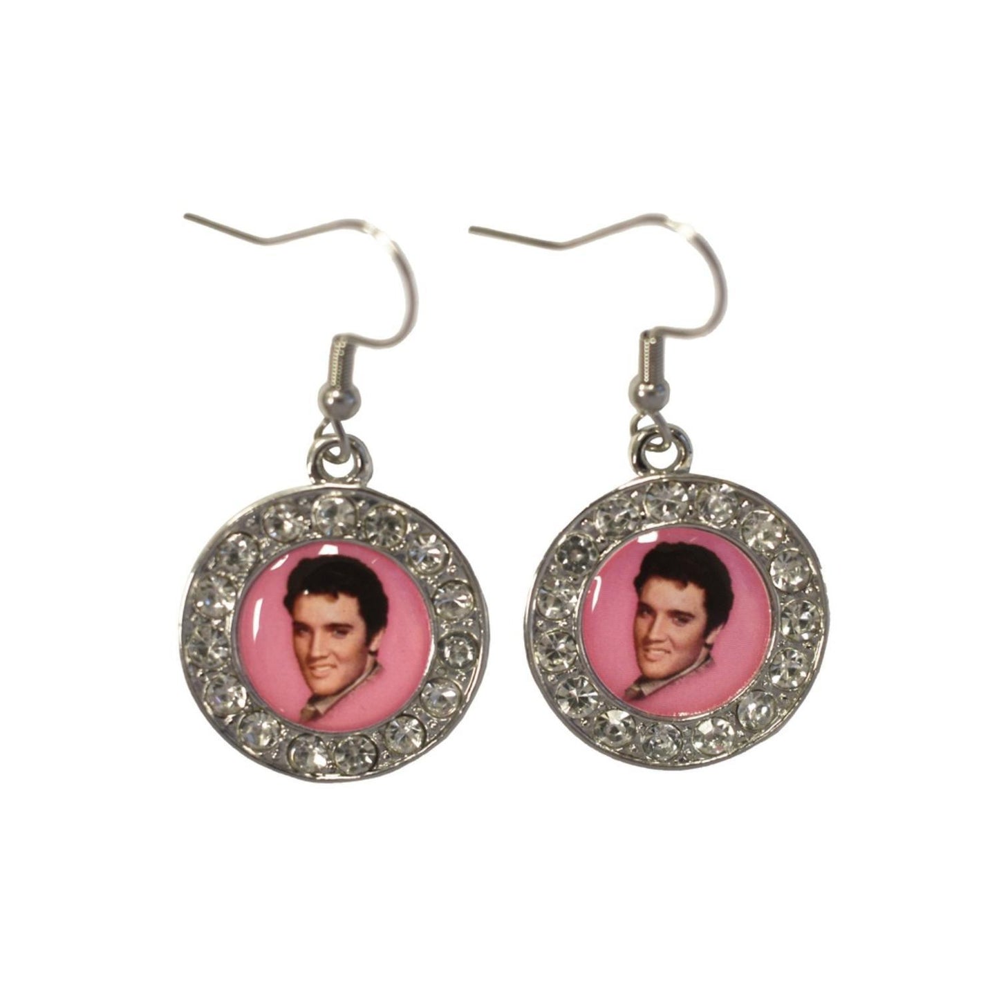 Elvis Pink Picture with Stones Earrings