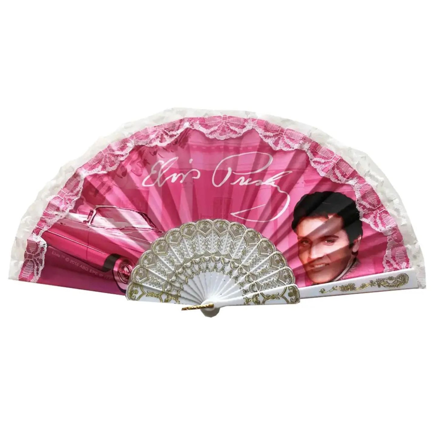 Elvis Pink Caddy Hand Fan