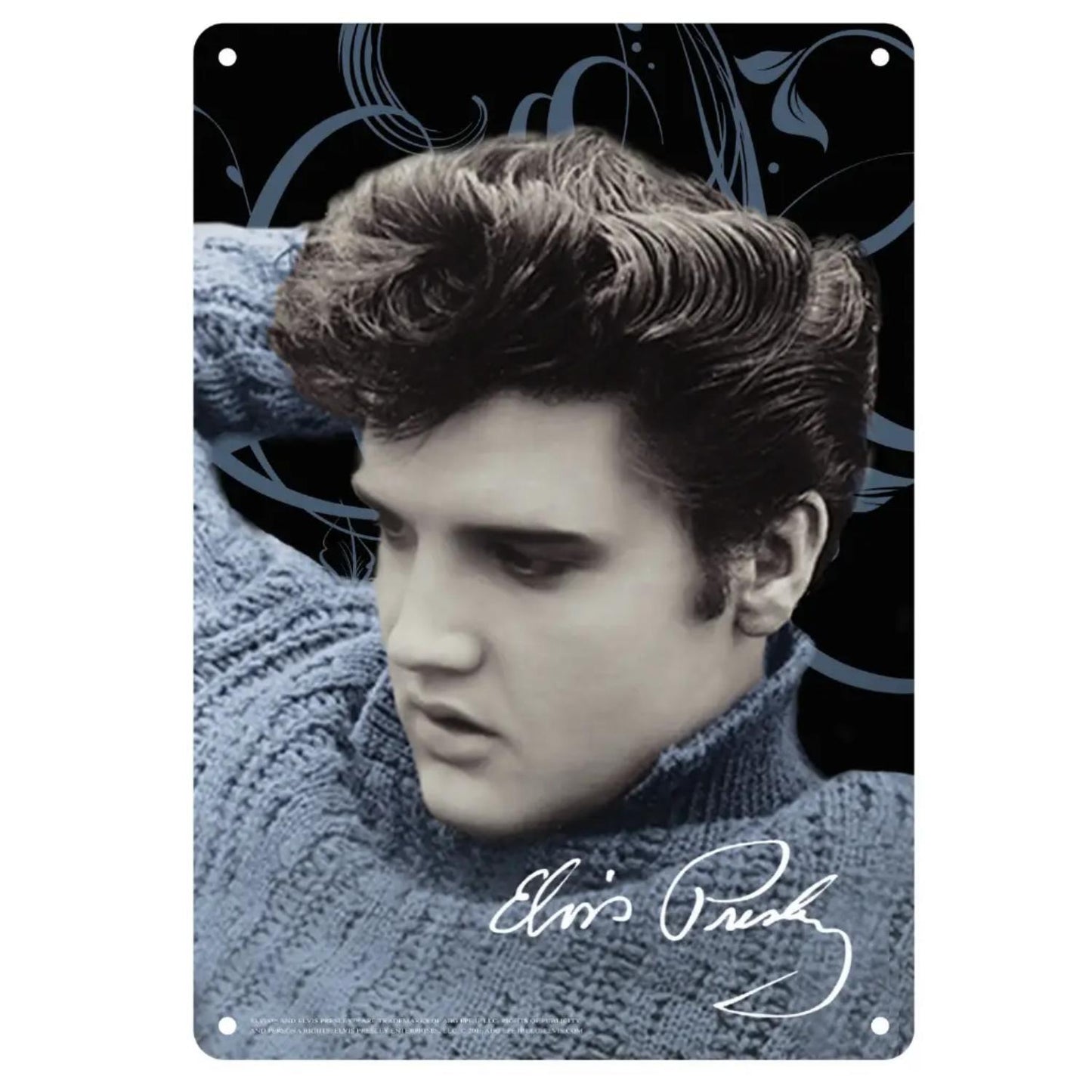 Elvis Blue Sweater Tin Sign