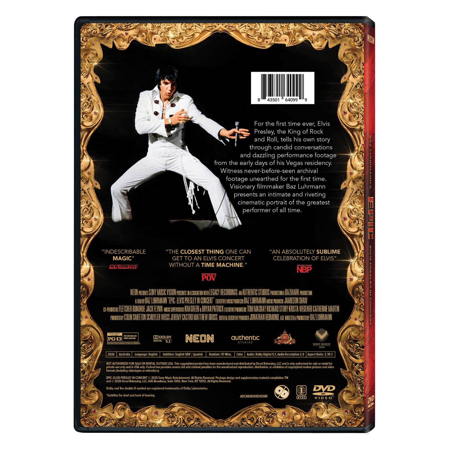 EPiC: Elvis Presley in Concert DVD – Shop Elvis