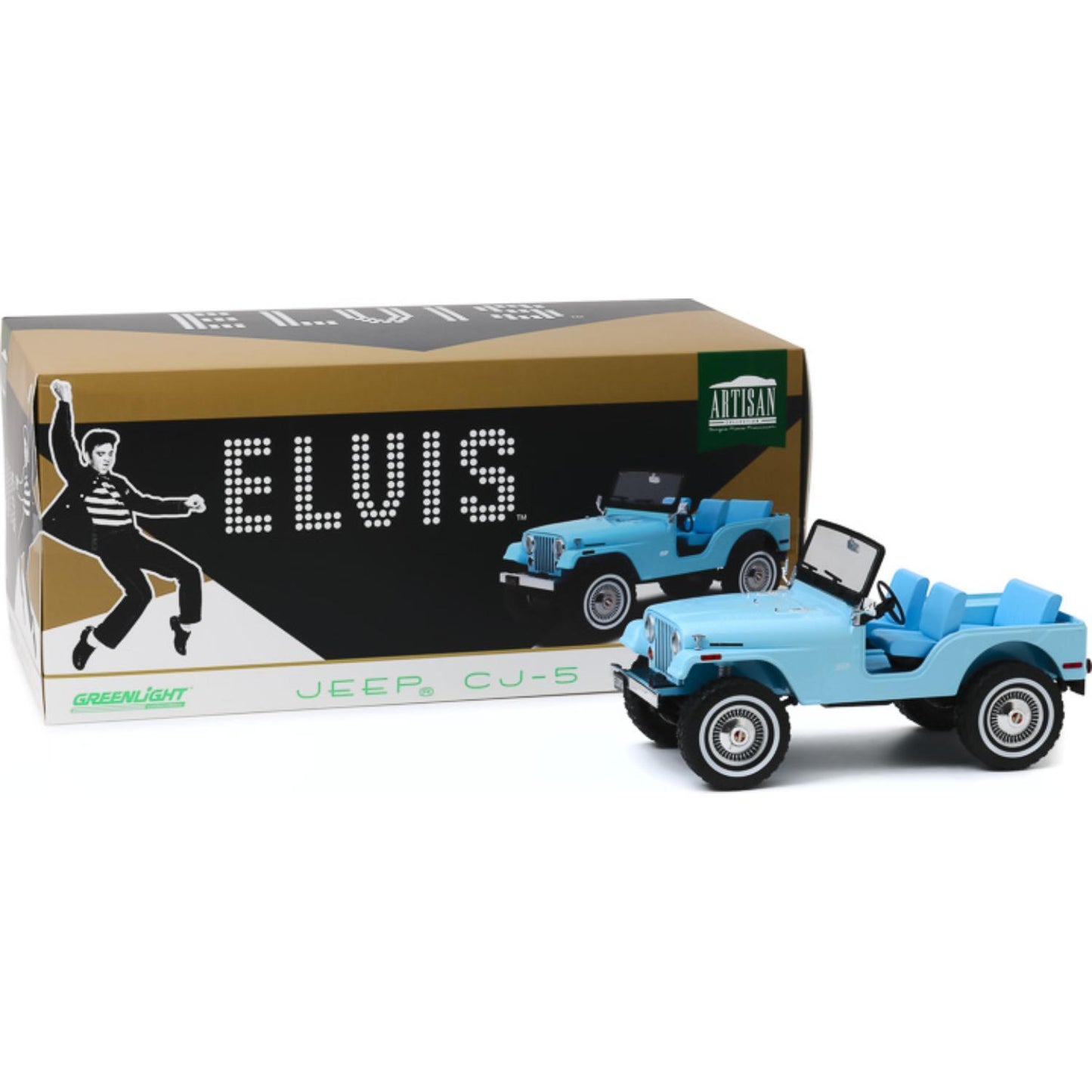 Elvis Jeep CJ-5 Sierra Blue 1:18 Die-Cast