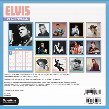 2027 Elvis Presley Mini Wall Calendar