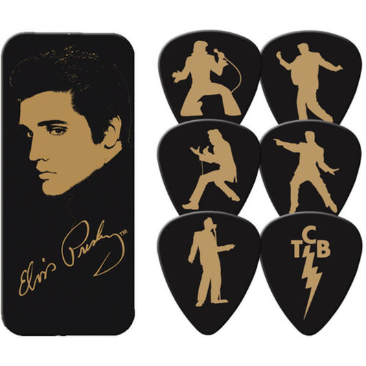 Elvis Gold Portrait Pick Tin w/6 Picks