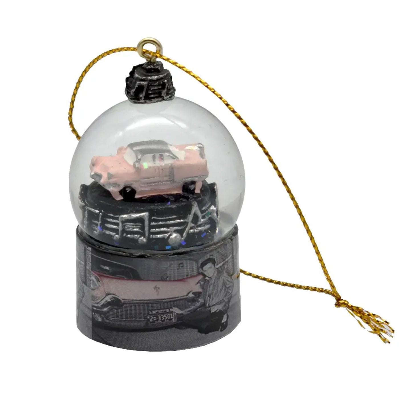 Elvis Pink Cadillac Snow Globe Ornament