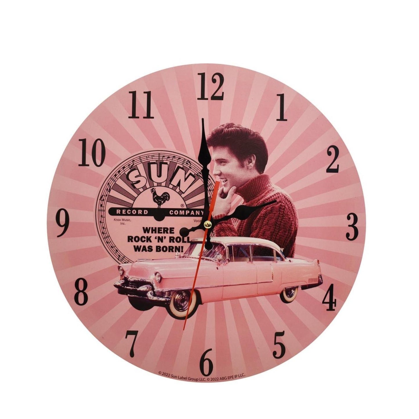 Elvis Pink Cadillac Sun Records Wall Clock