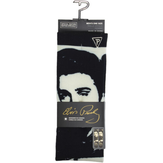Elvis Black and White Sublimated Crew Socks