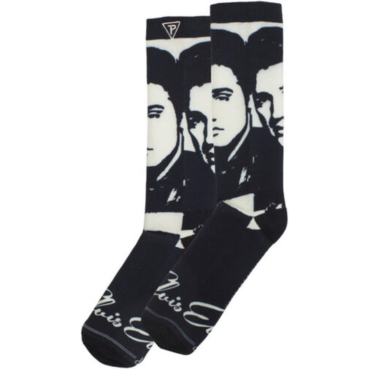 Elvis Black and White Sublimated Crew Socks