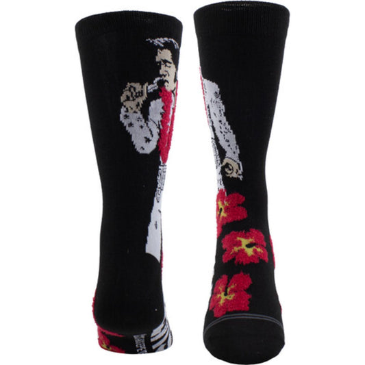 Elvis Fuzzy Hibiscus Crew Socks