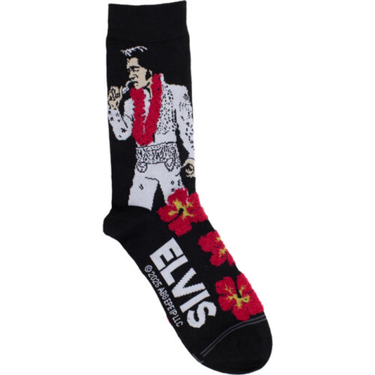 Elvis Fuzzy Hibiscus Crew Socks
