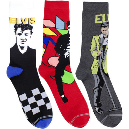 Elvis 3-Pack Crew Sock with Collector Guitar Tin
