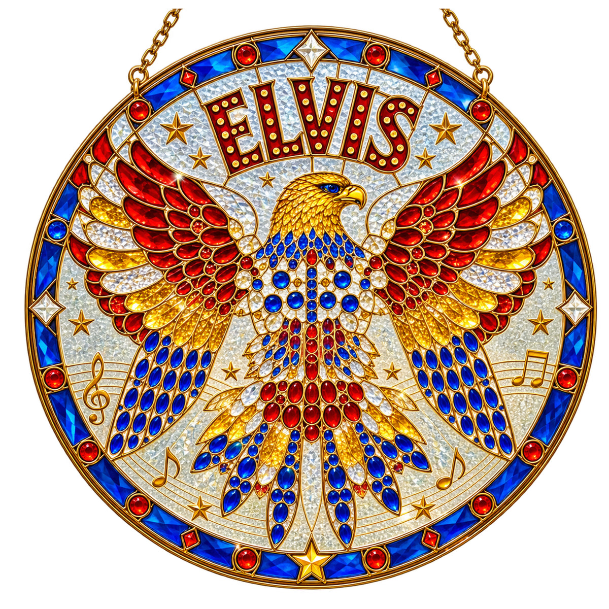 Elvis Aloha Eagle Jumpsuit Stained Glass Suncatcher - Shop Elvis Exclusive