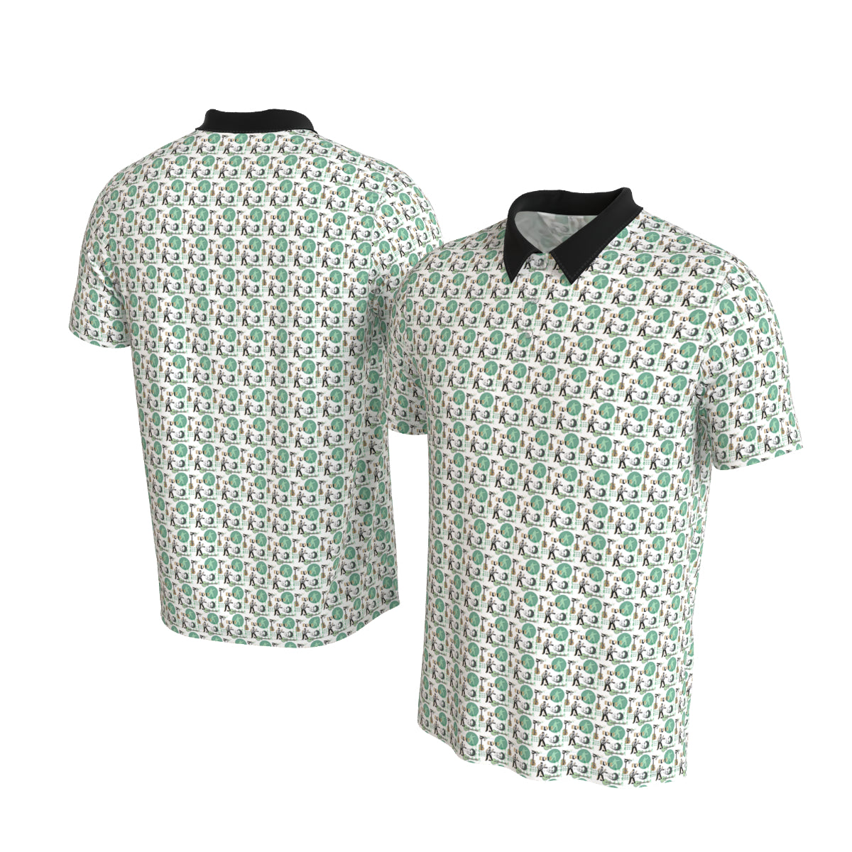 ELVIS Green Motif Repeat Polo