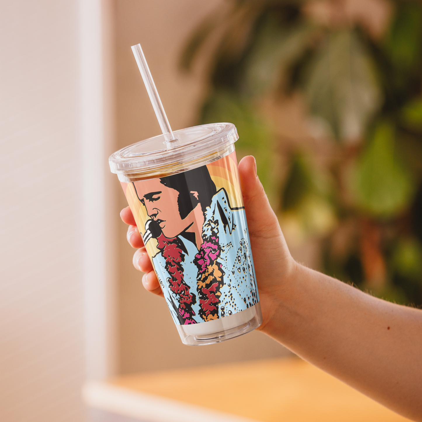 Elvis Gritty Pop Clear Plastic Tumbler