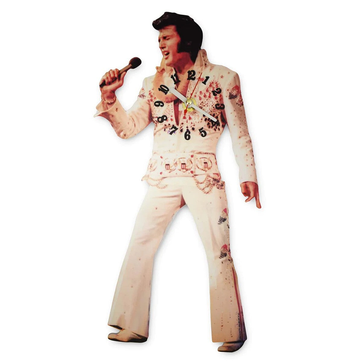Elvis White Jumpsuit Swinging Legs Wall Clock