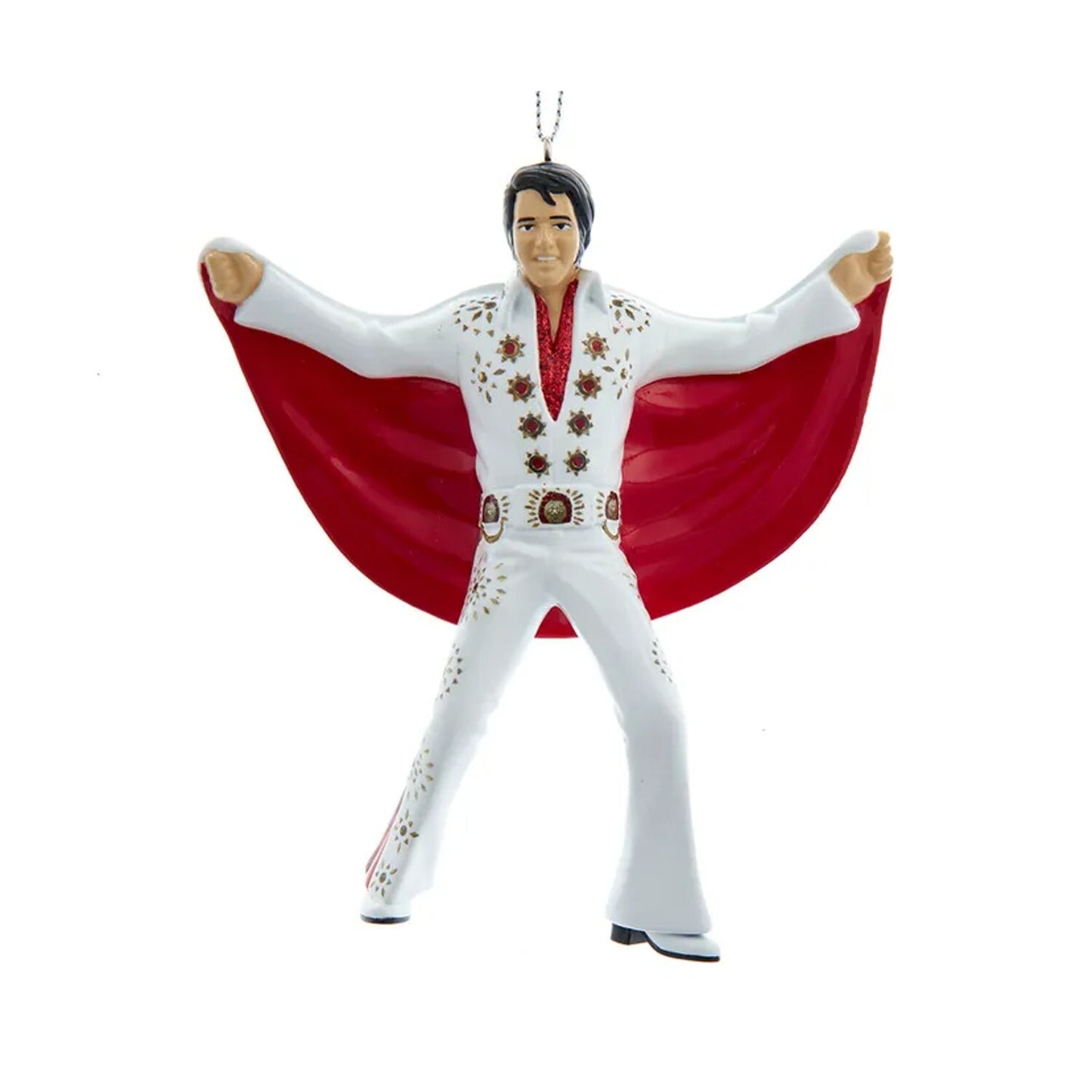 Elvis Presley in White Suit with Red Cape Ornament