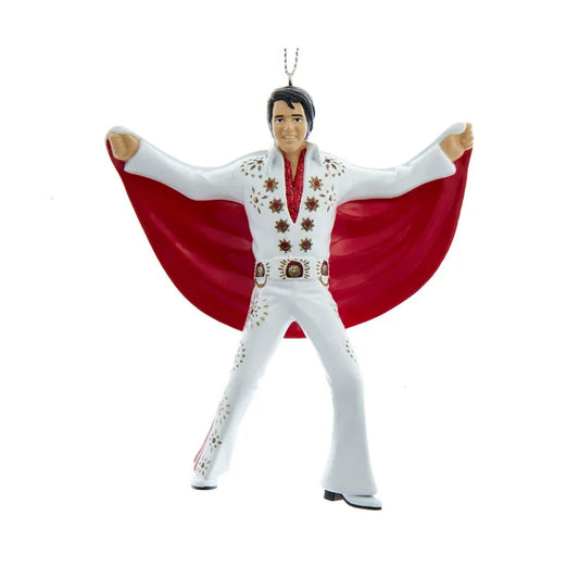 Elvis Presley in White Suit with Red Cape Ornament