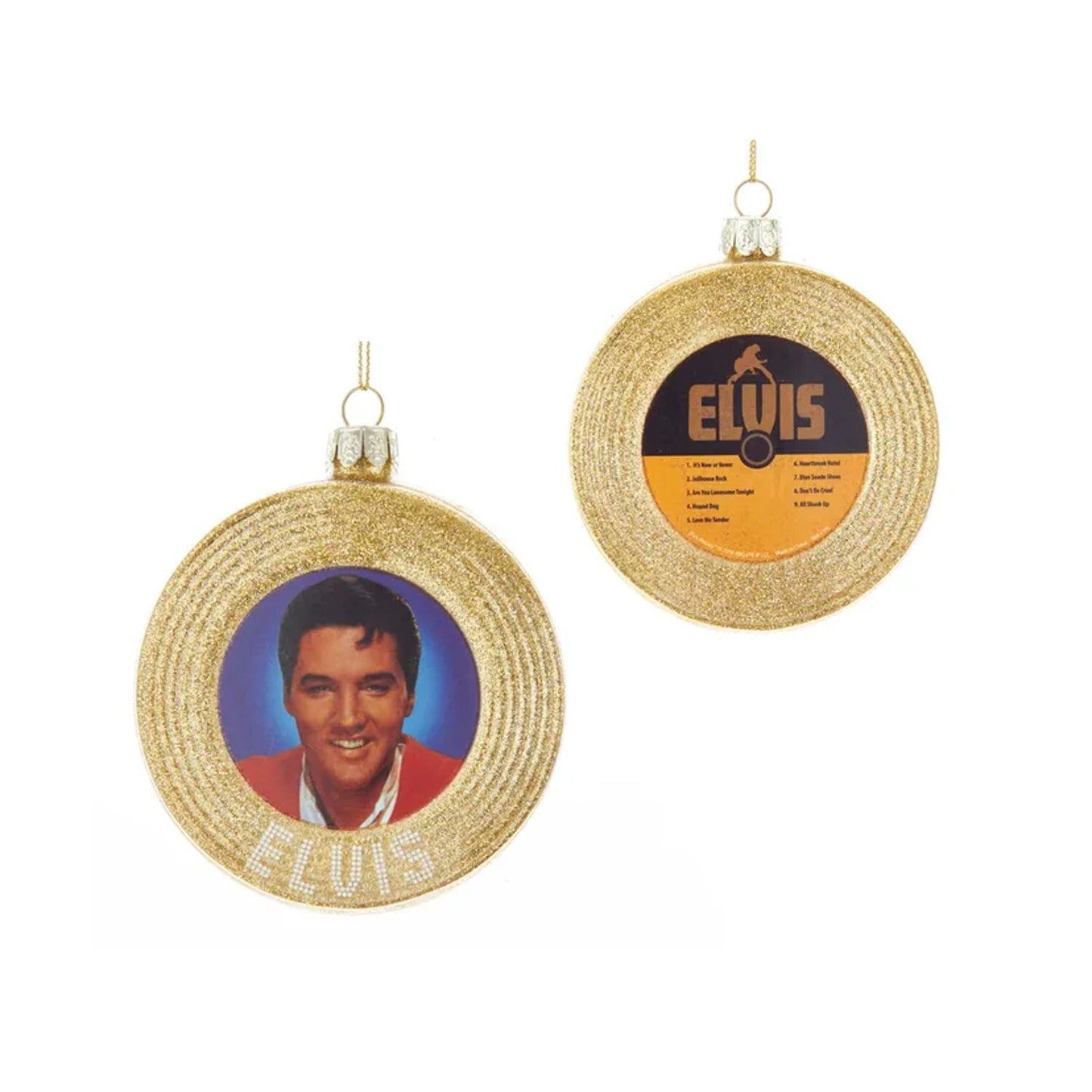 Elvis Glass Gold Record Ornament