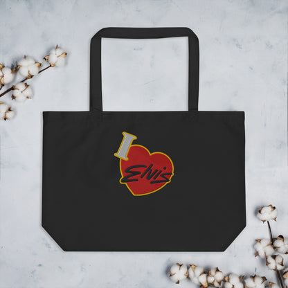 I Love Elvis Large Black Embroidered Organic Tote Bag | Shop Elvis Exclusive